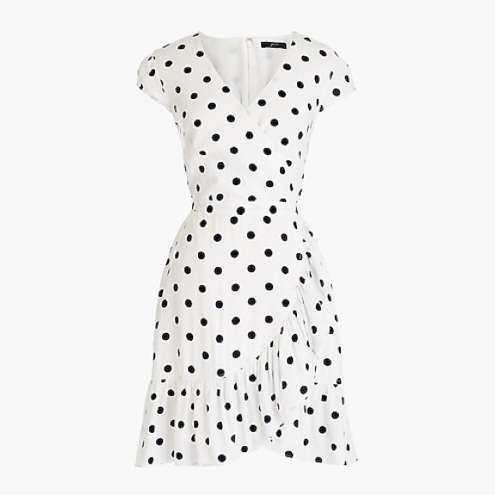 Jcrew Ruffle-front mini dress in polka dot